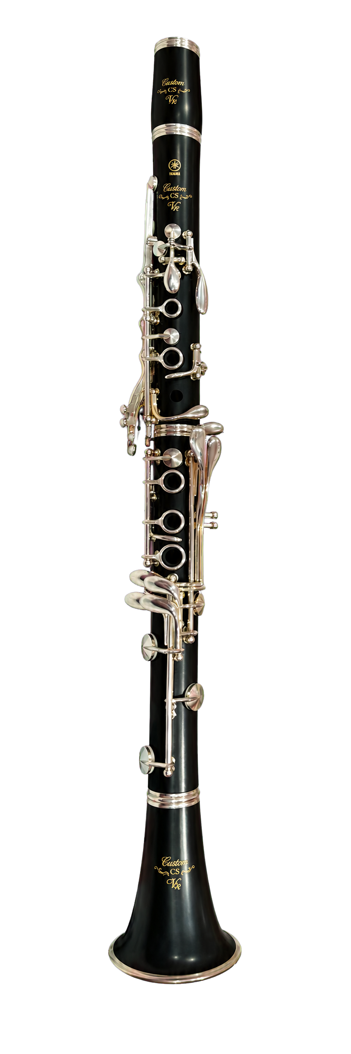 Barrel attached to the upper joint of an assembled clarinet on a transparent background